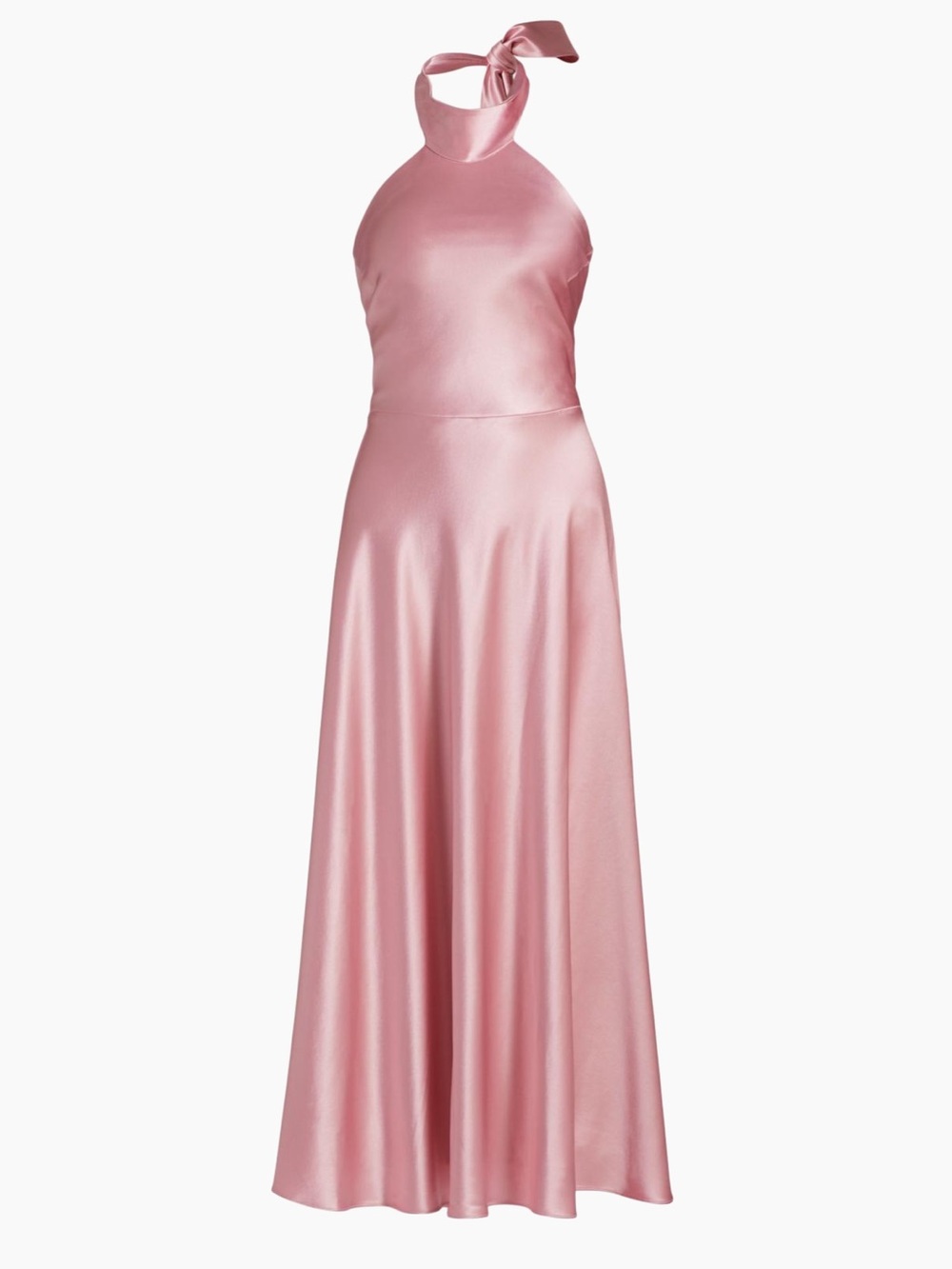 Milly Satin Strapless Halter Dress in Dusty Rose